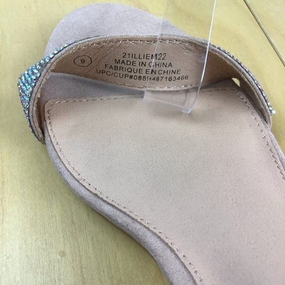 MADDEN NYC nude beige heeled sandals crystal Incrusted glitter chunky heels - Picture 11 of 16